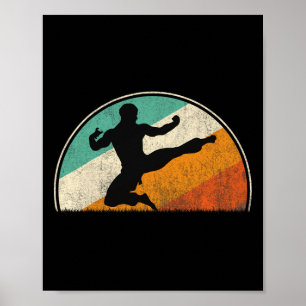 Flying Kick Silhouette Poster