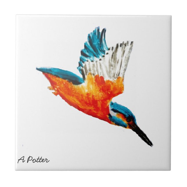 Flying Kingfisher Art Tile (Front)