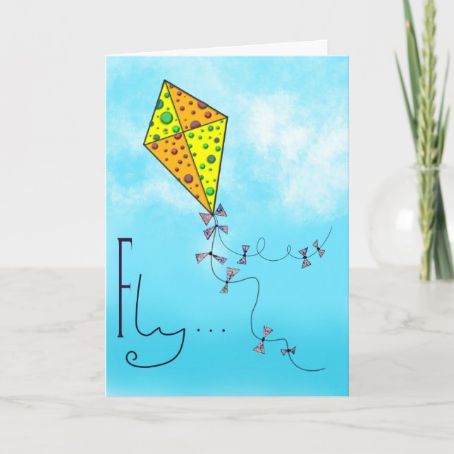 Flying kite holiday card (Front)