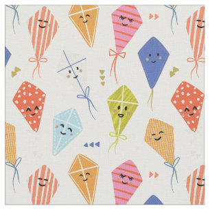Flying kites nursery family fabric