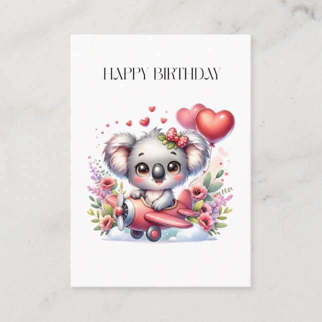 Flying Koala Birthday Business Card (Front)