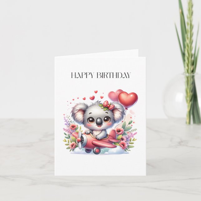 Flying Koala Birthday Card (Front)