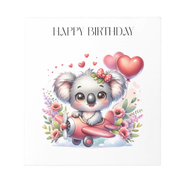 Flying Koala Birthday Notepad (Front)