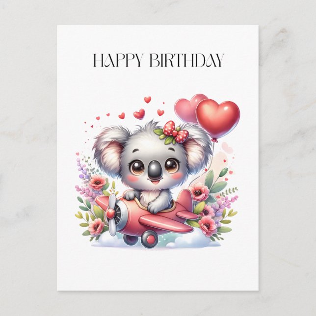 Flying Koala Birthday Postcard (Front)