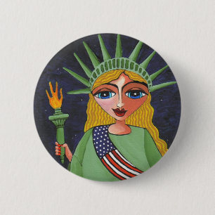 Flying Lady Liberty - button