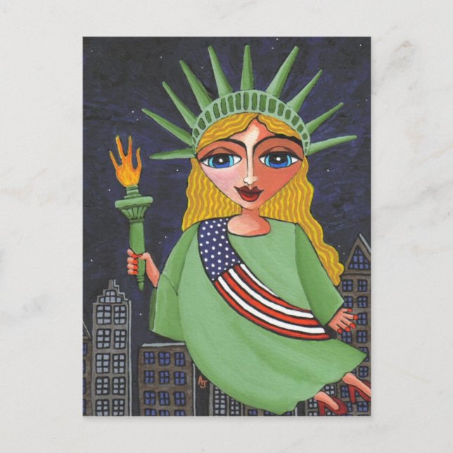 Flying Lady Liberty - postcard (Front)
