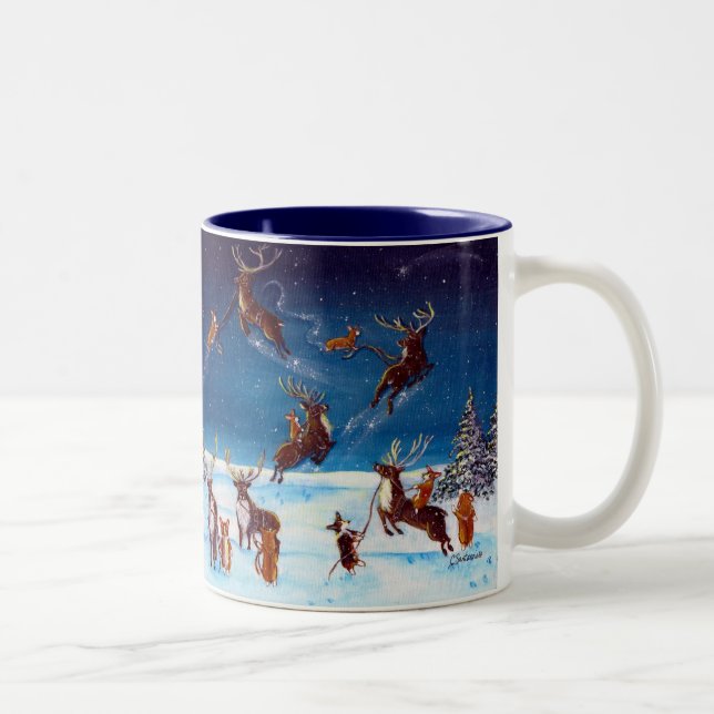 Flying Lessons Corgi and Reindeer Mug (Right)