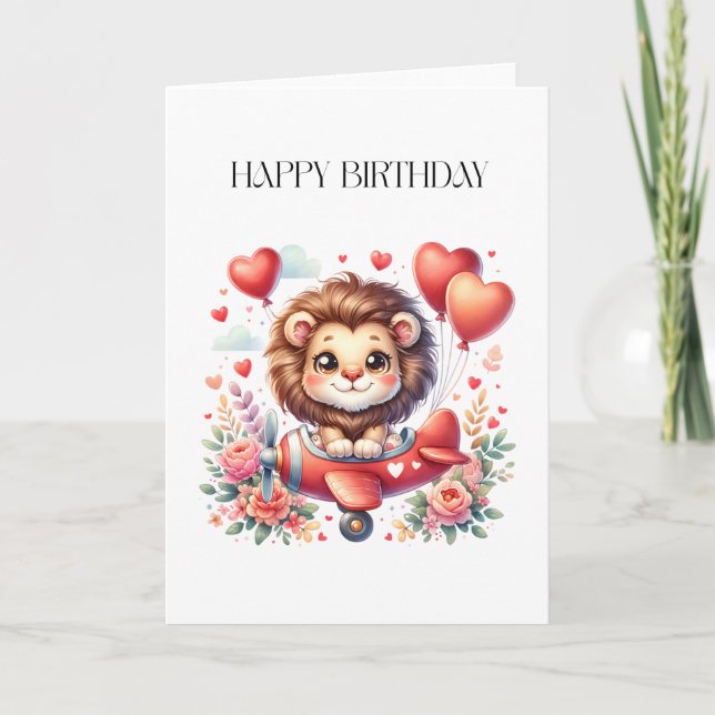 Flying Lion Birthday Card (Front)