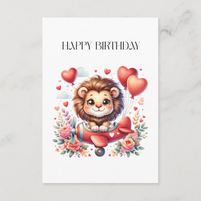 Flying Lion Birthday Enclosure Card (Front)