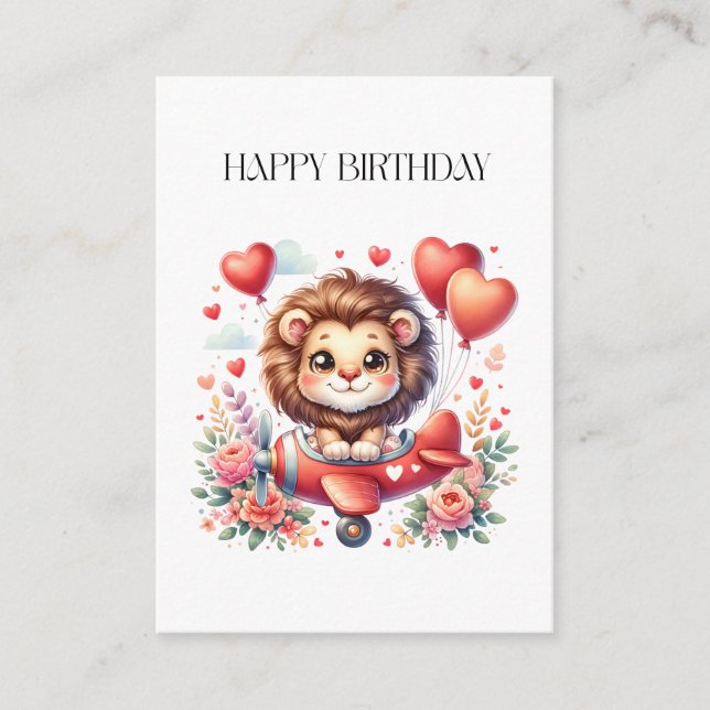 Flying Lion Birthday Enclosure Card (Front)