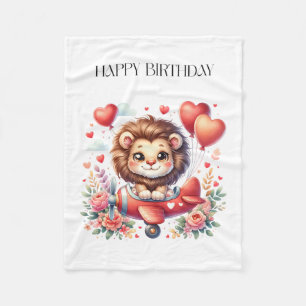 Flying Lion Birthday Fleece Blanket