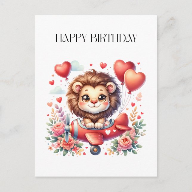 Flying Lion Birthday Holiday Postcard (Front)
