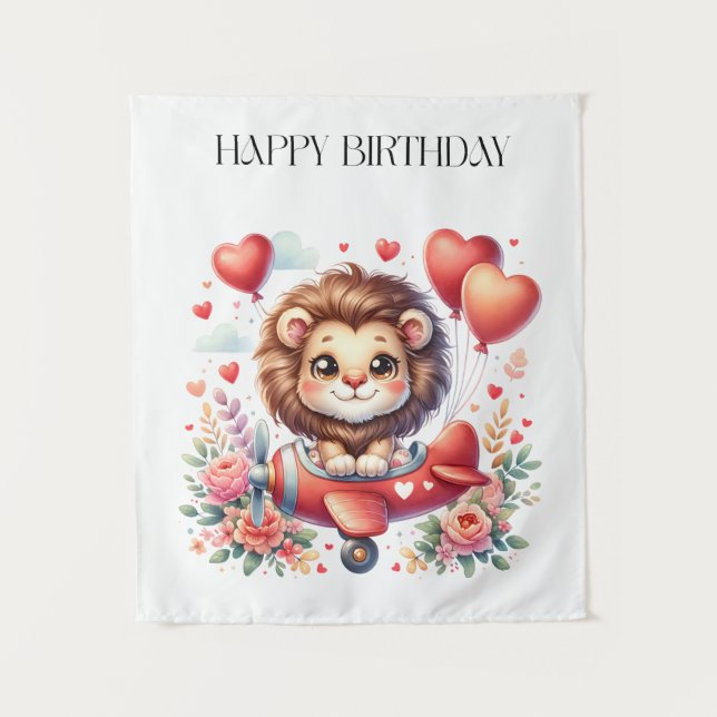 Flying Lion Birthday Tapestry (Front)