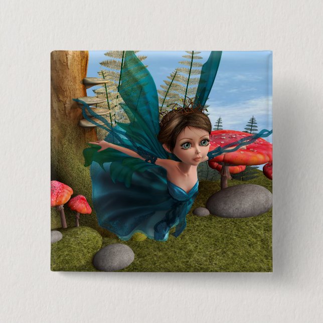 Flying Little Fairy Butterfly 15 Cm Square Badge (Front)