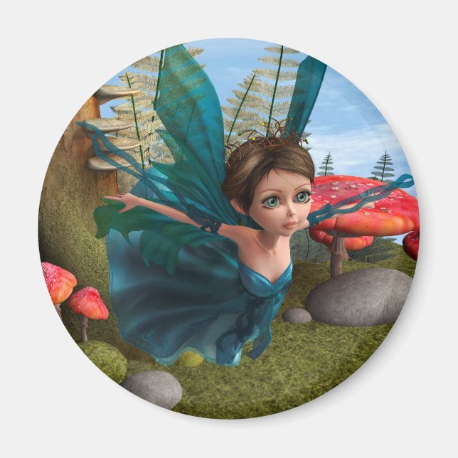 Flying Little Fairy Butterfly Magnet (Front)