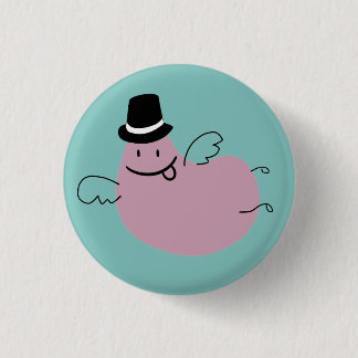 Flying little pink bean  3 cm round badge