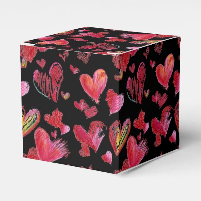 Flying Love Hearts on Black Paper Box (Front Side)