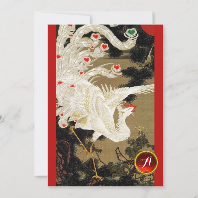 FLYING LOVE PHOENIX,Feathers,Hearts Wedding Invite (Front)