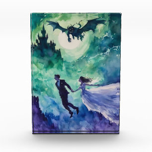 Flying Lovers - Watercolor Painting Photo Block