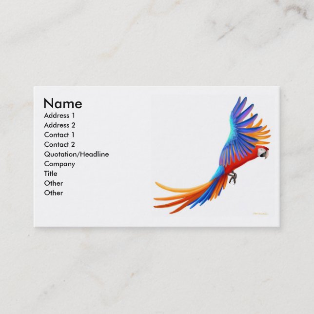 Flying Macaw Parrot Business Card (Front)