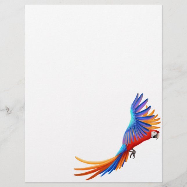 Flying Macaw Parrot Letterhead Stationery 8.5 x 11 (Front)