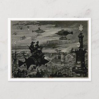 Flying Machine Over Paris Postcard