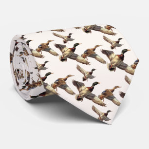 Flying Mallard Ducks On Ivory Tie