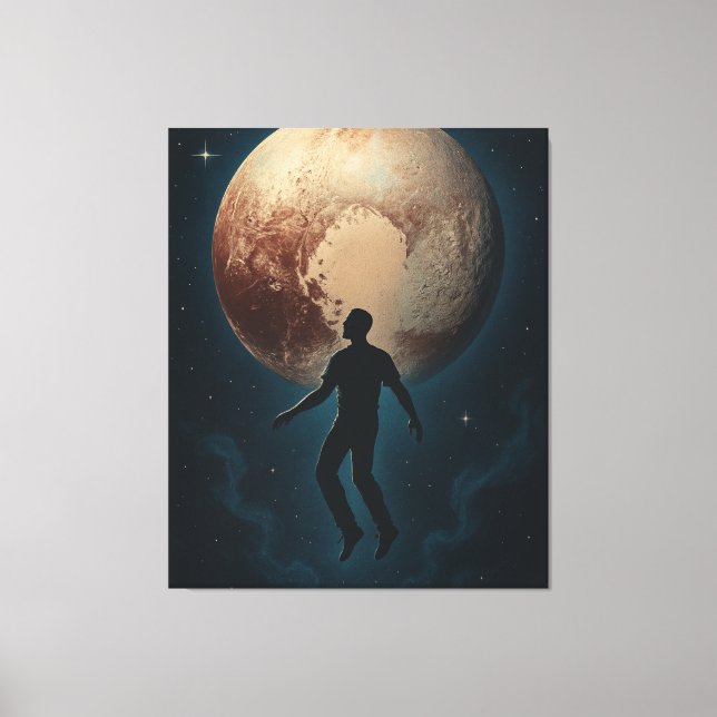 Flying Man Over Pluto Canvas Print (Front)