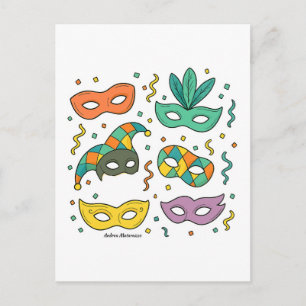 Flying Masks Postcard