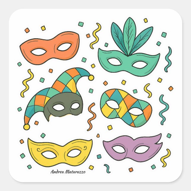 Flying Masks Square Sticker (Front)