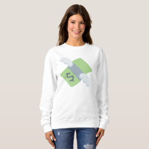 flying money emoji womens sweatshirt