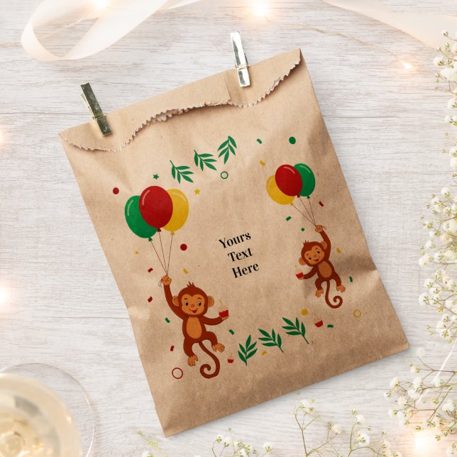 Flying Monkey Balloon Favour Bags (Clipped)
