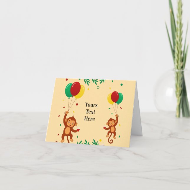 Flying Monkey Balloon Thank You Card (Front)