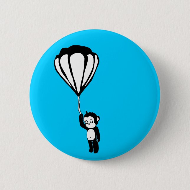flying monkey : hot air balloon 6 cm round badge (Front)