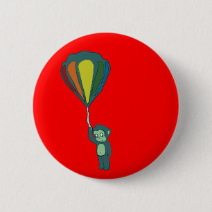 flying monkey : hot air balloon 6 cm round badge
