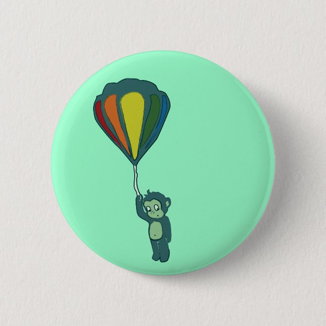 flying monkey : hot air balloon 6 cm round badge (Front)