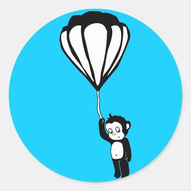 flying monkey : hot air balloon classic round sticker (Front)