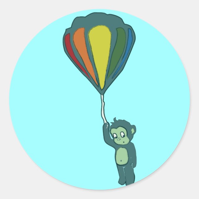 flying monkey : hot air balloon classic round sticker (Front)