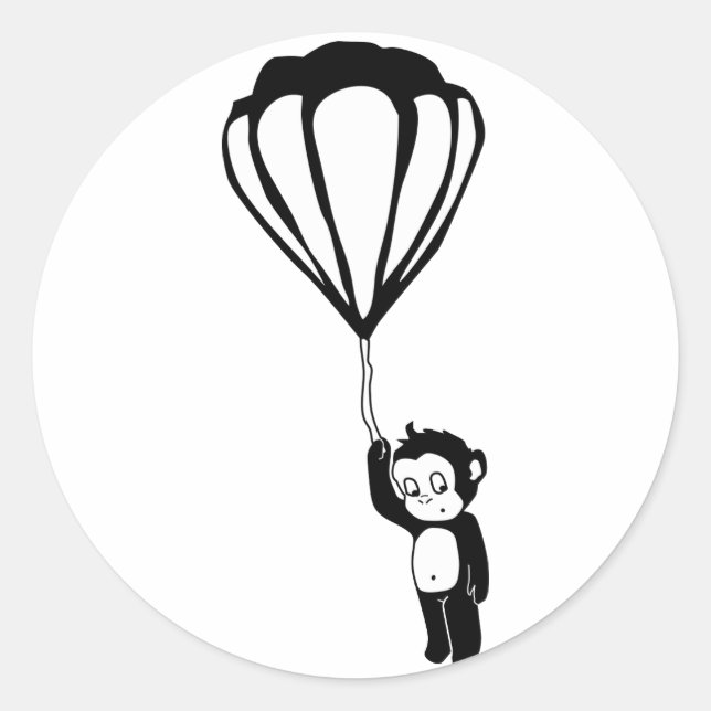 flying monkey : hot air balloon classic round sticker (Front)
