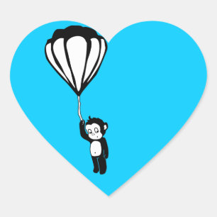 flying monkey : hot air balloon heart sticker