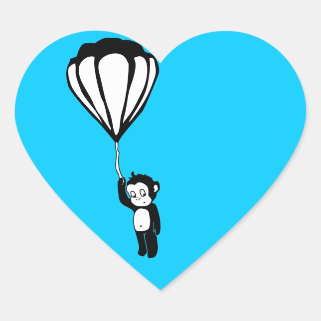 flying monkey : hot air balloon heart sticker (Front)
