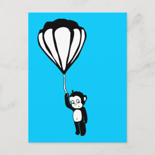 flying monkey : hot air balloon postcard