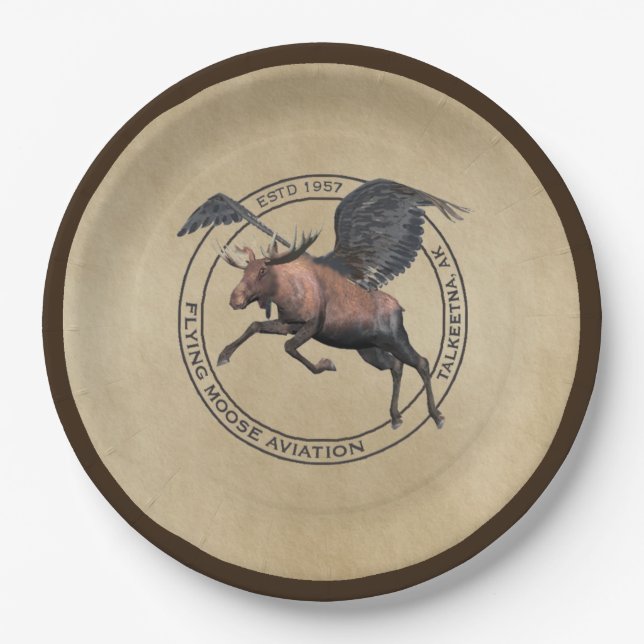Flying Moose Aviation Logo Paper Plate (Front)