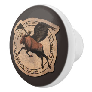 Flying Moose Aviation Patch Ceramic Knob