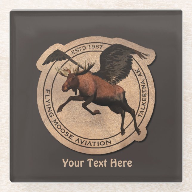 Flying Moose Aviation Patch Glass Coaster (Front)
