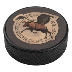 Flying Moose Aviation Patch Hockey Puck