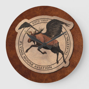 Flying Moose Aviation Patch Large Clock