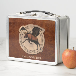 Flying Moose Aviation Patch Metal Lunch Box