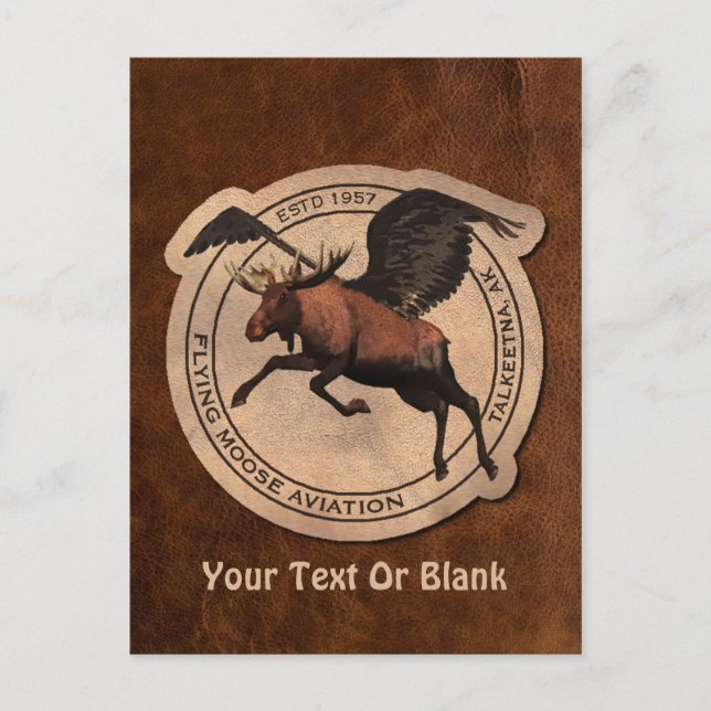 Flying Moose Aviation Patch Postcard (Front)