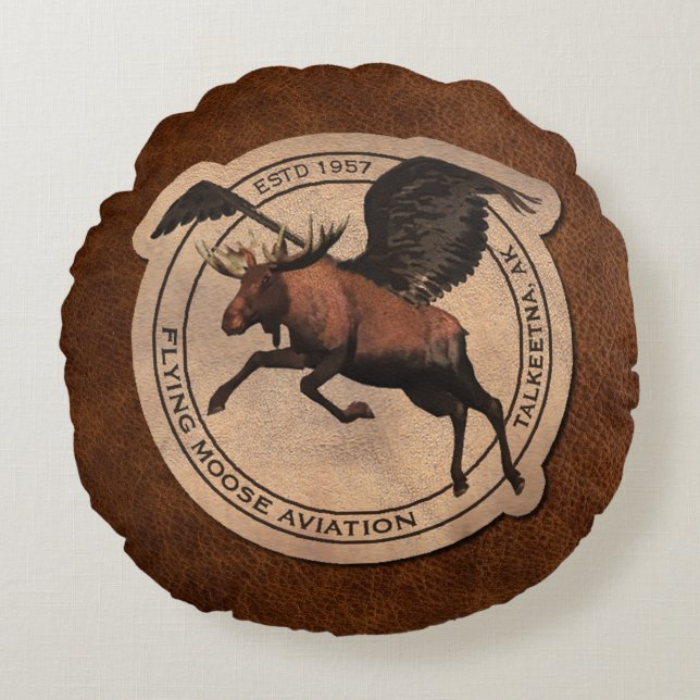 Flying Moose Aviation Patch Round Cushion (Front)